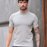 Remera Slim Cuello Alto Gris