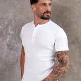 Camiseta Henley Canalé Blanca