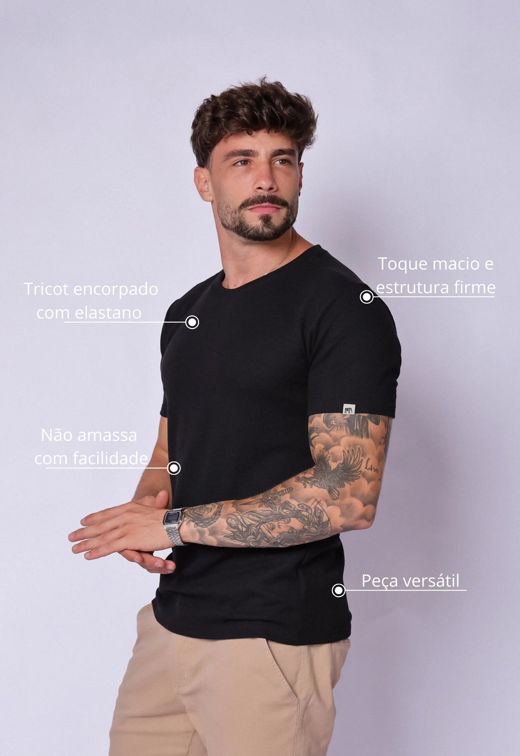 Camiseta de Hombre de Tricot Negra