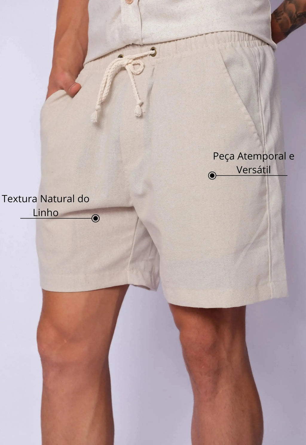Bermudas de Lino Beige para Hombre
