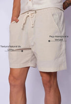 Bermudas de Lino Beige para Hombre