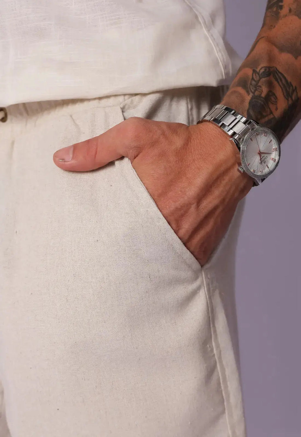 Bermudas de Lino Beige para Hombre