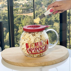 Pipoquera de microondas de vidrio con tapa roja 1,8 litros