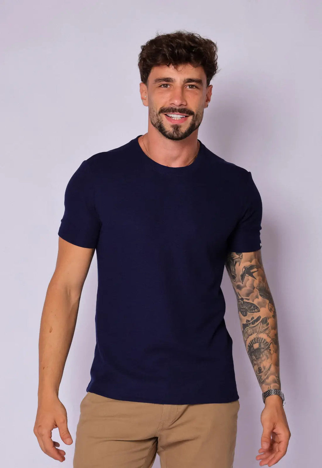 Camiseta de Hombre de Tricot Azul Marino