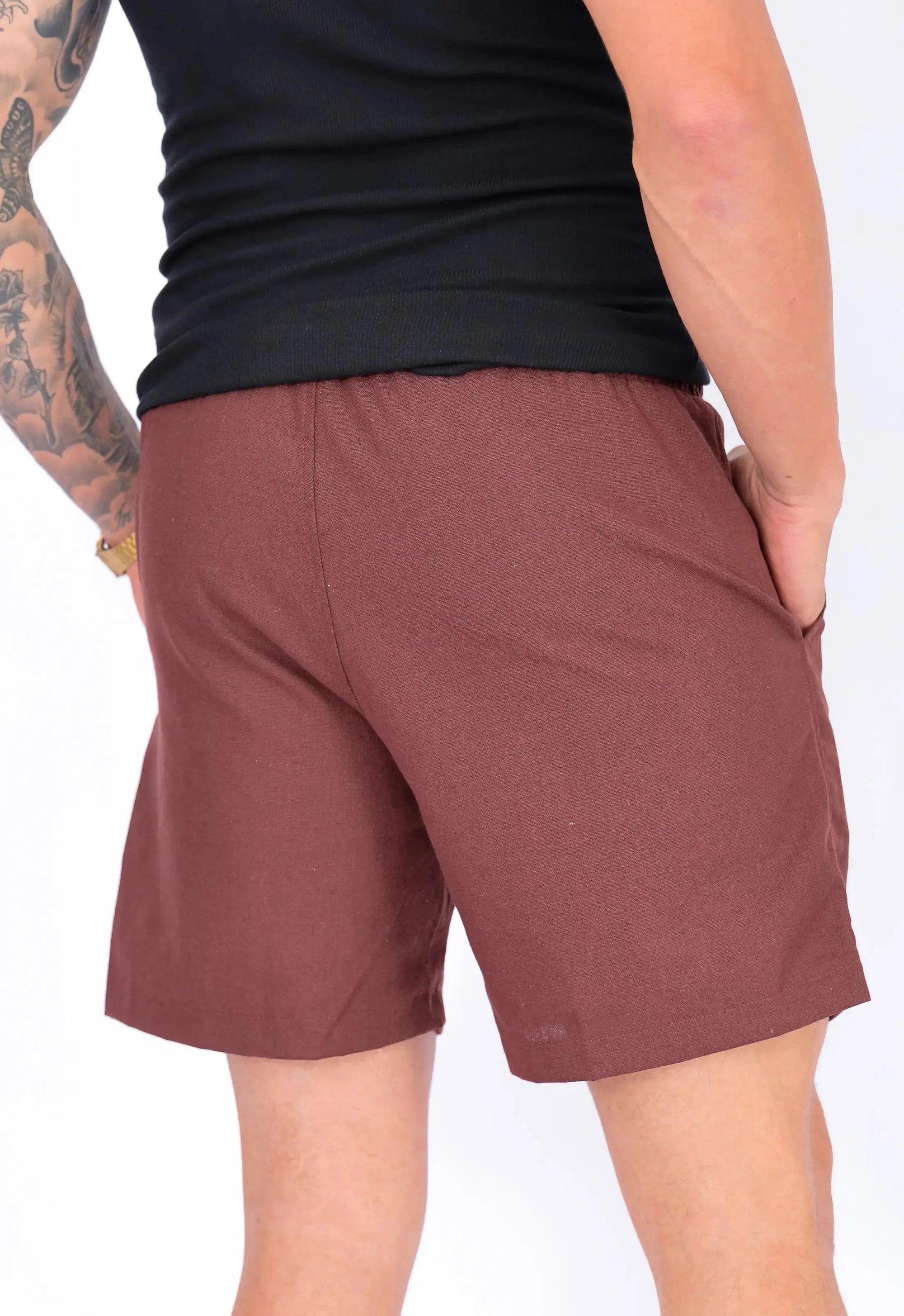 Shorts de Lino para Hombre Marrón