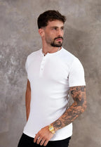 Camiseta Henley Canalé Blanca