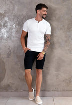 Camiseta Henley Canalé Blanca