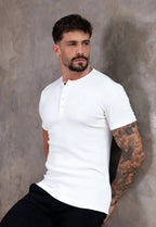 Camiseta Henley Canalé Blanca