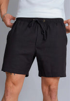 Shorts de lino negro para hombre