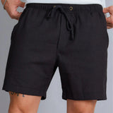 Shorts de lino negro para hombre
