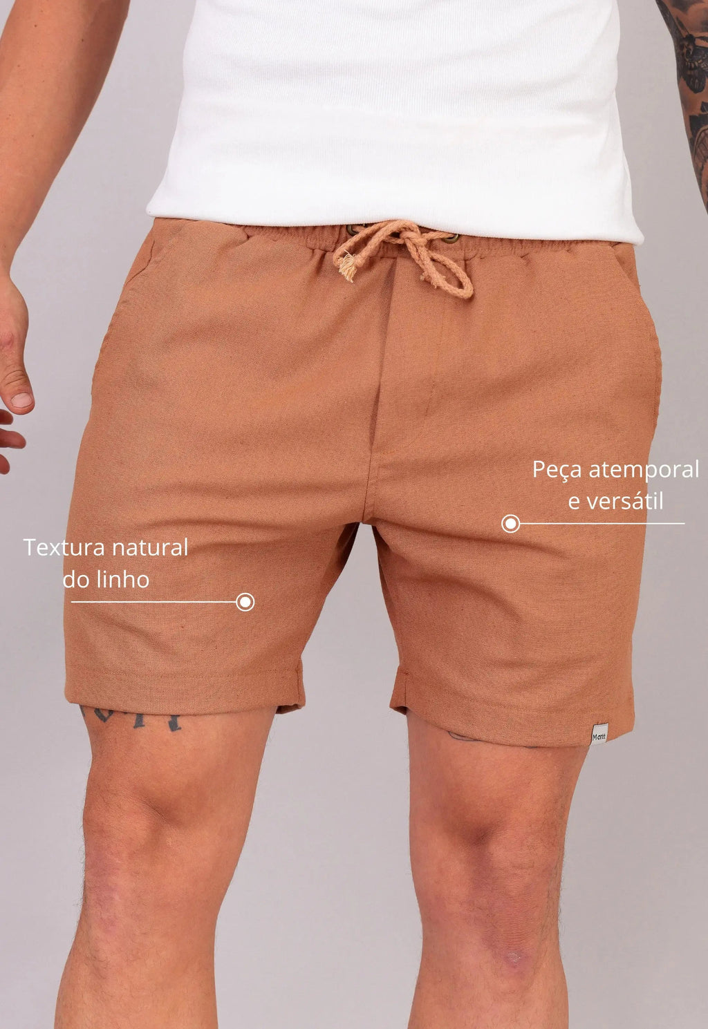 Shorts de lino color terracota para hombre