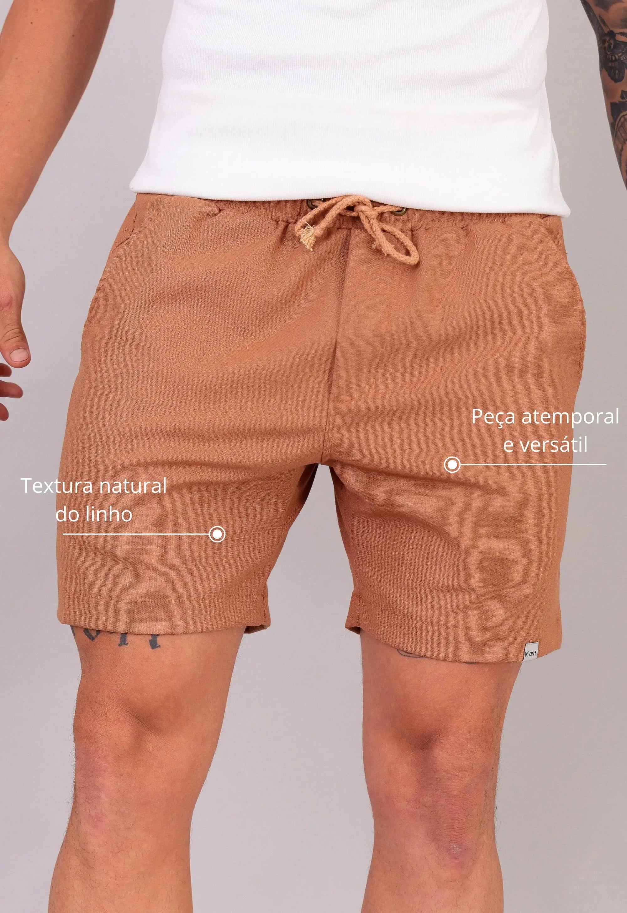 Shorts de lino color terracota para hombre