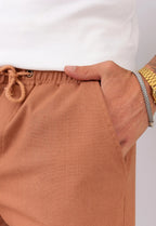 Shorts de lino color terracota para hombre