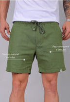 Shorts de lino verde para hombre