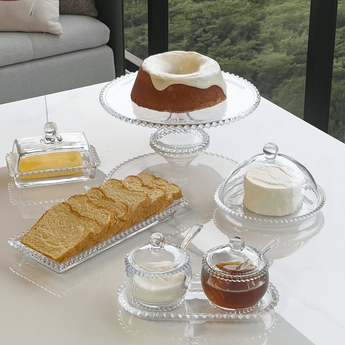 Queijeira de Cristal Pearl Bolinha - 20 cm