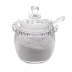 Azucarera de Cristal de Plomo con Cuchara y Detalles en Forma de Corazón