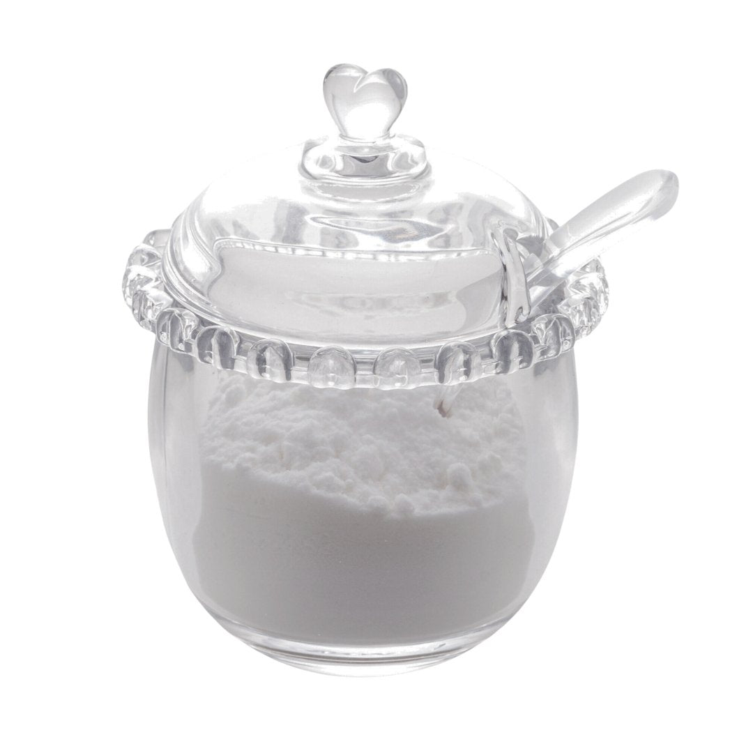 Azucarera de Cristal de Plomo con Cuchara y Detalles en Forma de Corazón