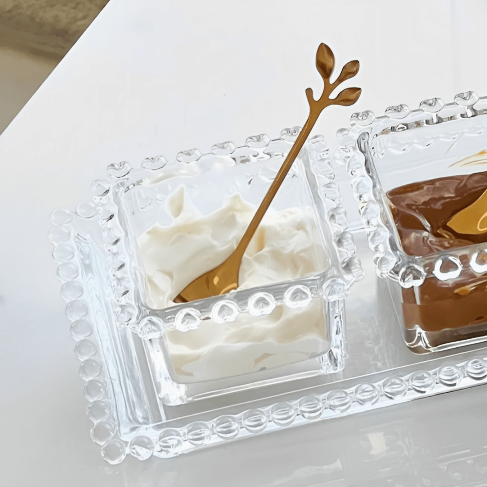 Tazón Cuadrado de Cristal Transparente Corazón Perla 8,5cm