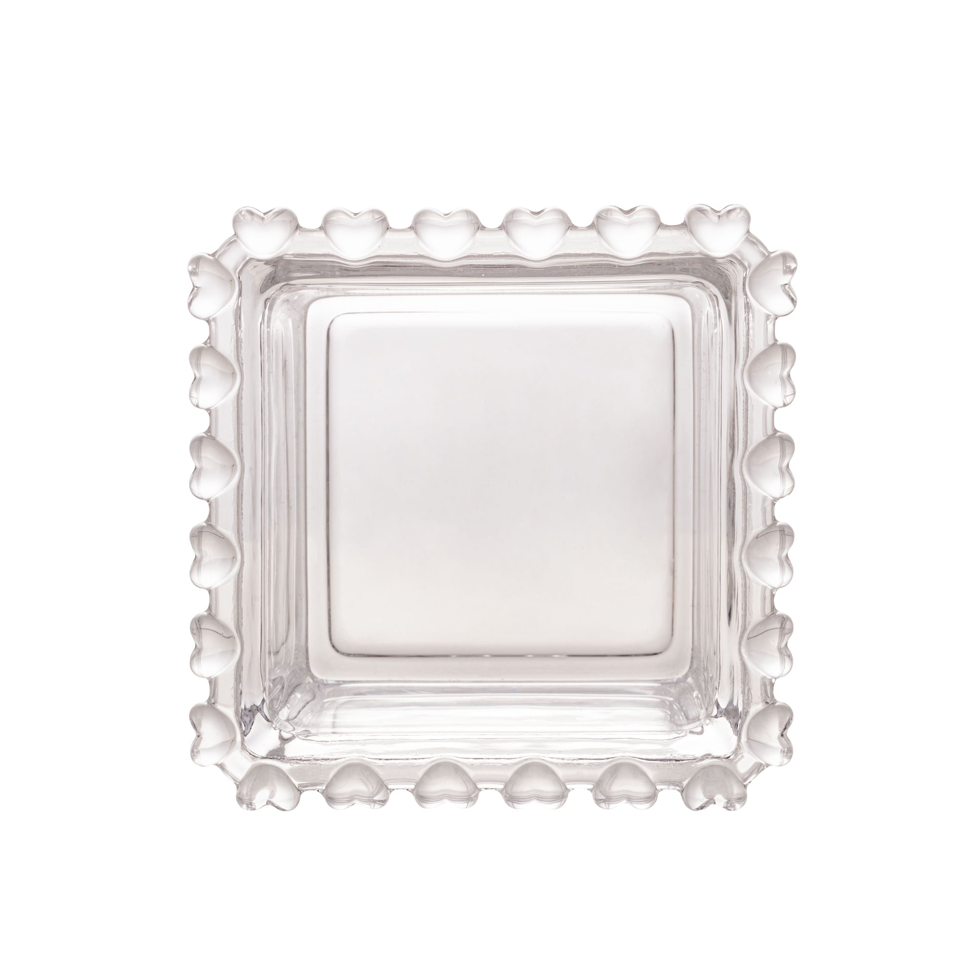 Tazón Cuadrado de Cristal Transparente Corazón Perla 8,5cm