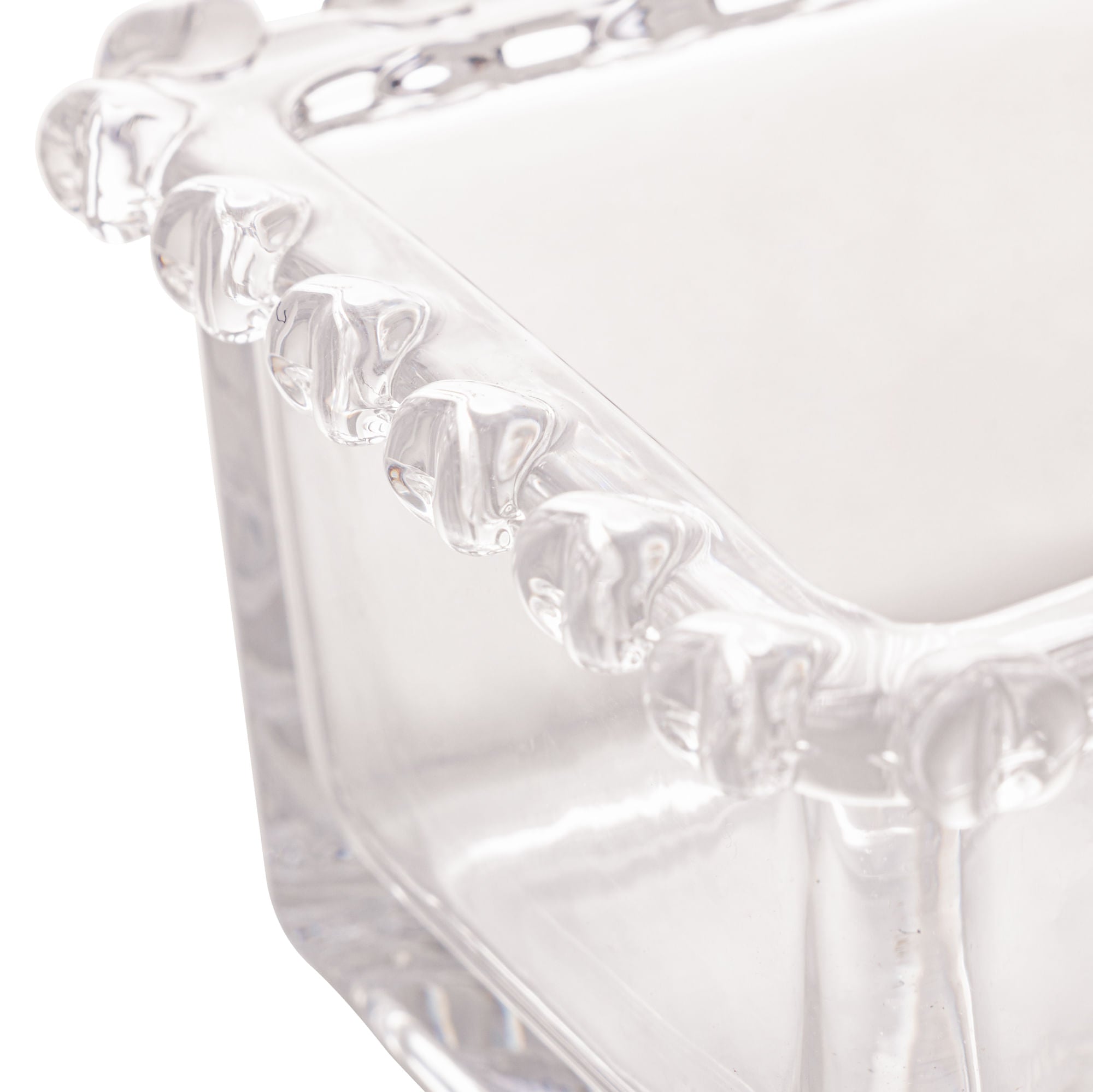 Tazón Cuadrado de Cristal Transparente Corazón Perla 8,5cm