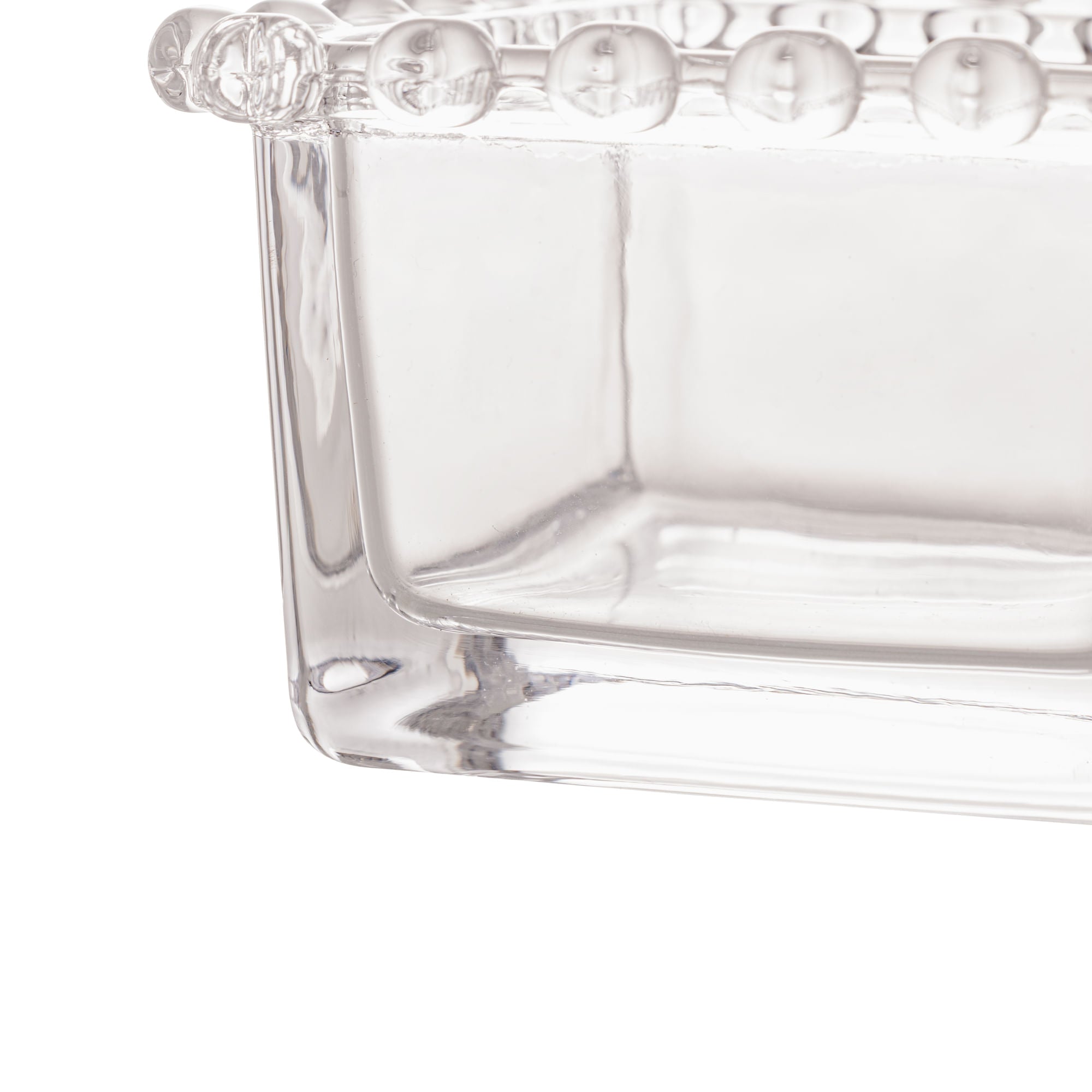 Tazón Cuadrado de Cristal Transparente Corazón Perla 8,5cm