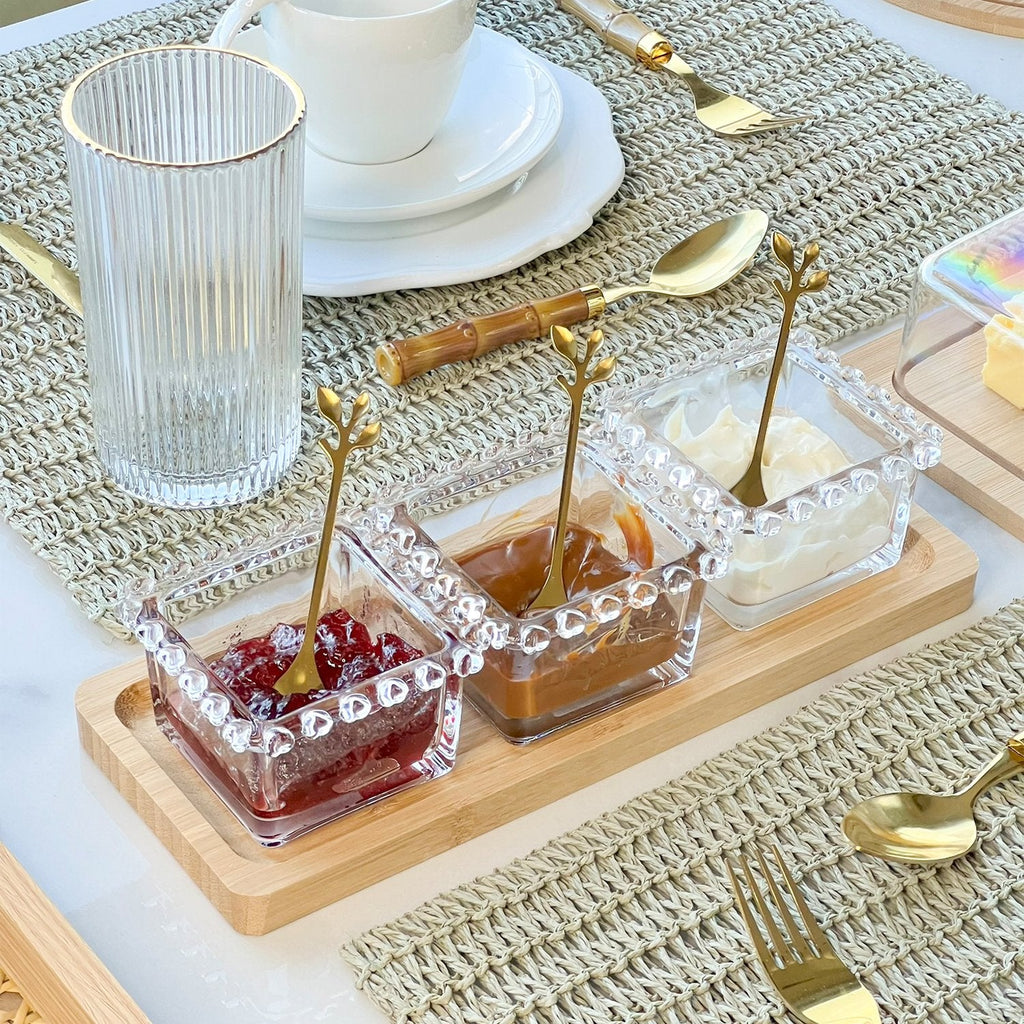 Tazón Cuadrado de Cristal Transparente Corazón Perla 8,5cm