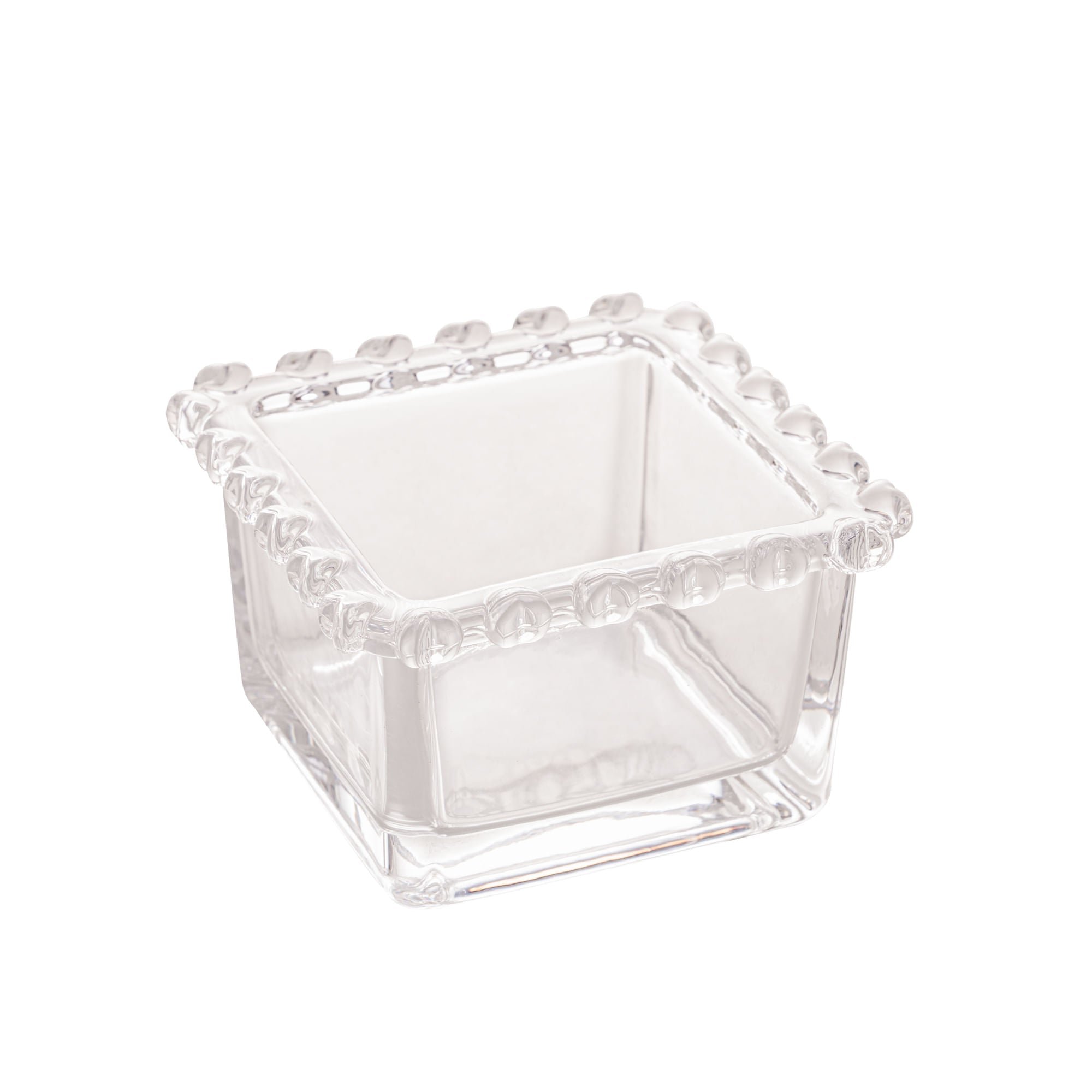 Tazón Cuadrado de Cristal Transparente Corazón Perla 8,5cm