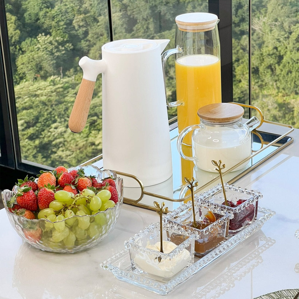 Tazón Cuadrado de Cristal Transparente Corazón Perla 8,5cm