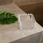 Tazón Cuadrado de Cristal Transparente Corazón Perla 8,5cm