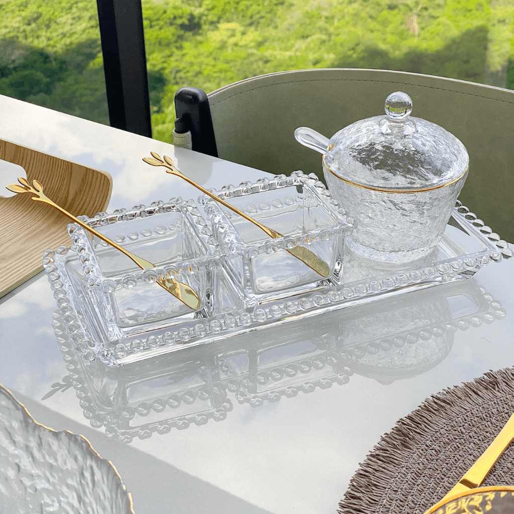 Tazón Cuadrado de Cristal Transparente Corazón Perla 8,5cm