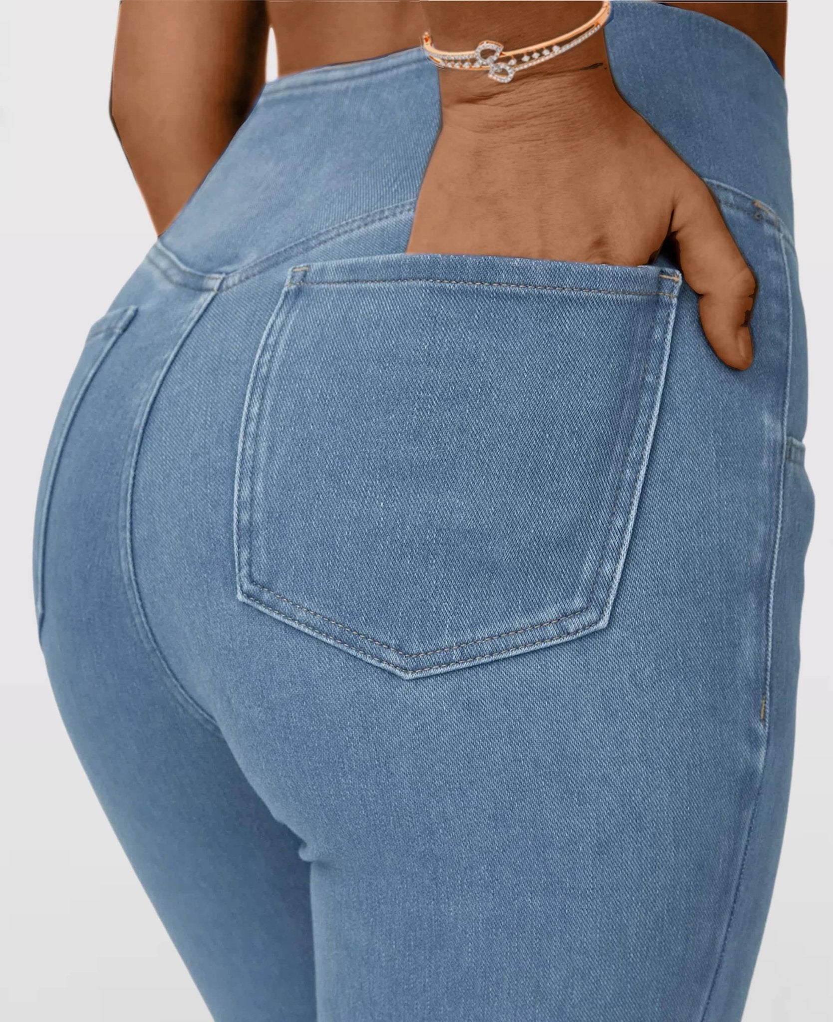 Pantalón Jeans de Cintura Alta Cruzada [PANTALÓN EFECTO VIENTRE PLANO]