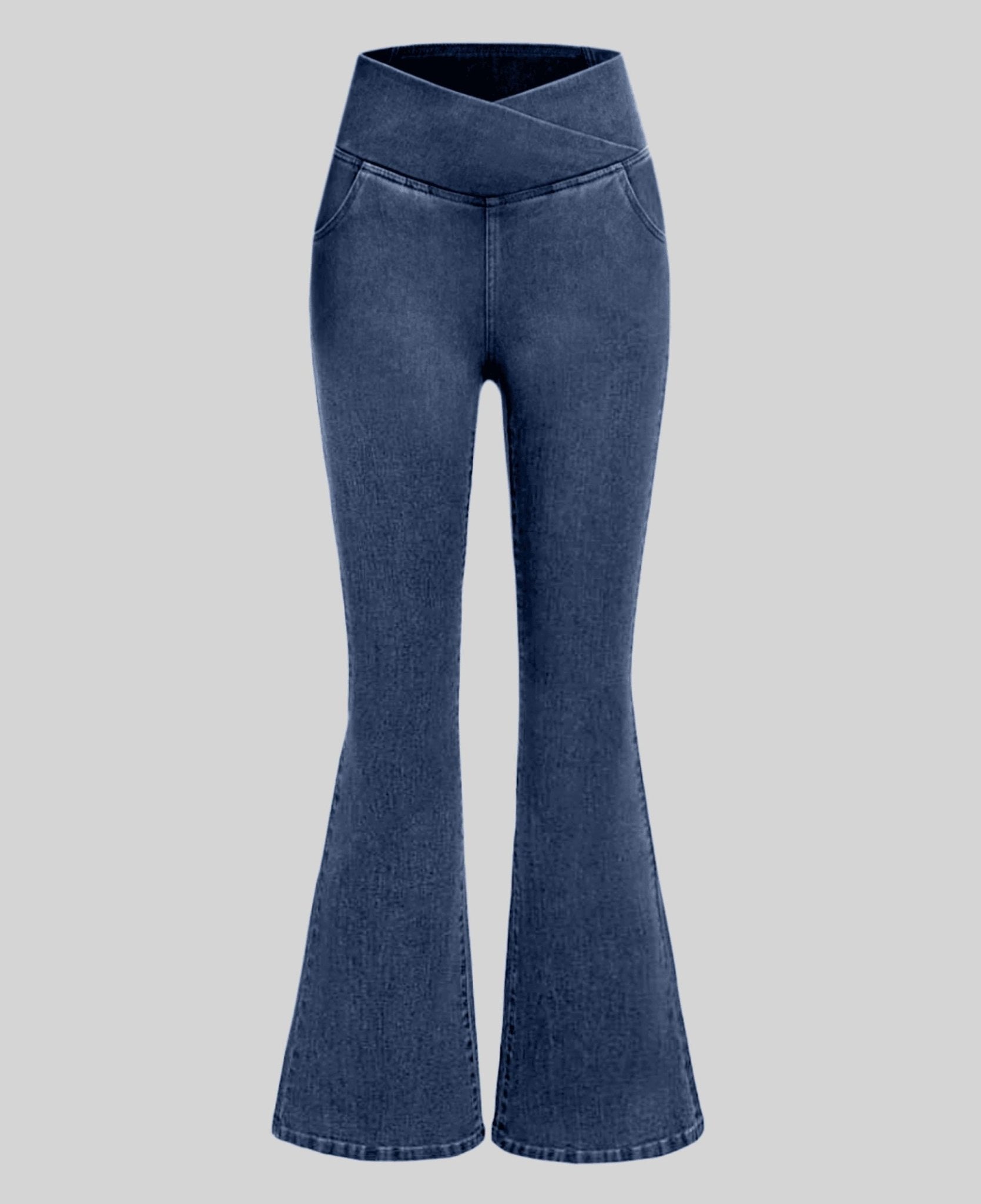 Pantalón Jeans de Cintura Alta Cruzada [PANTALÓN EFECTO VIENTRE PLANO]