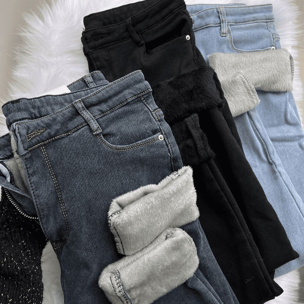 Damen Jeanshose mit Elastan Gefüttert + Thermo Strümpfe MännerRaum