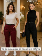 Pantalón Jogger Zanahoria en Sastrería con Cinturón