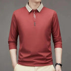 Herren Polohemd Minimalistisch Langarm + Geschenk Luxusuhr MännerRaum