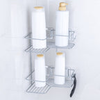 Doble Esquinero para Champú con Ventosa Cromada