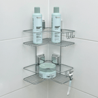 Doble Esquinero para Champú con Ventosa Cromada