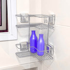 Doble Esquinero para Champú con Ventosa Cromada