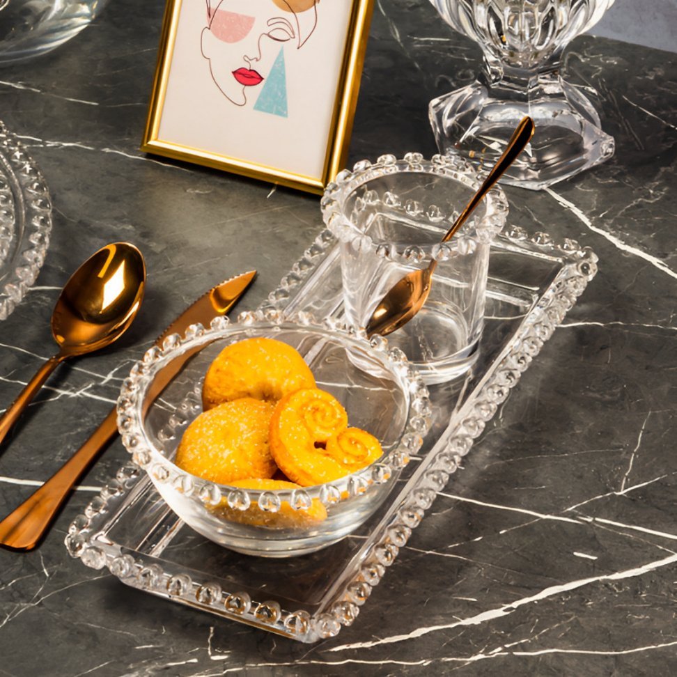 Vaso de Cristal de Plomo para Cubiertos con Detalles en Forma de Corazón