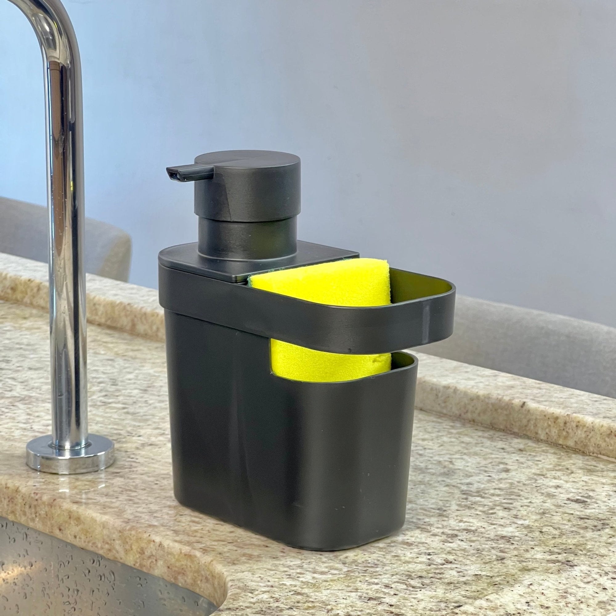 Dispensador de Detergente y Organizador de Fregadero Negro 650 Ml