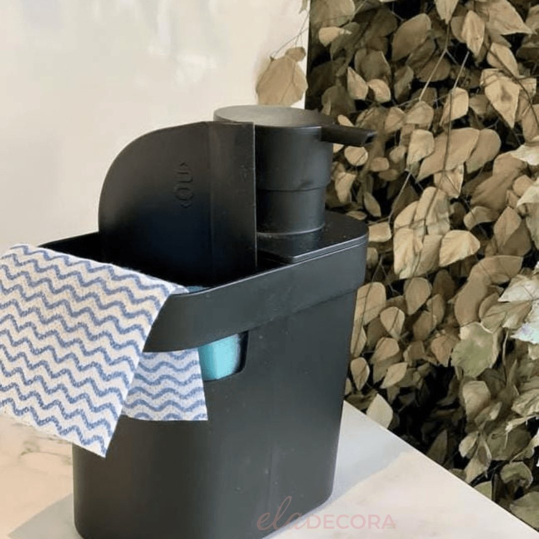 Dispensador de Detergente y Organizador de Fregadero Negro 650 Ml