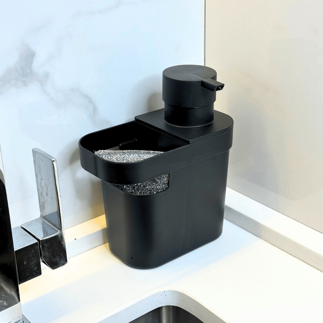 Dispensador de Detergente y Organizador de Fregadero Negro 650 Ml