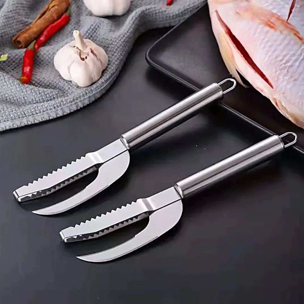 FishScaler - Cuchillo de Acero Inoxidable 3 en 1 para Limpieza de Pescado