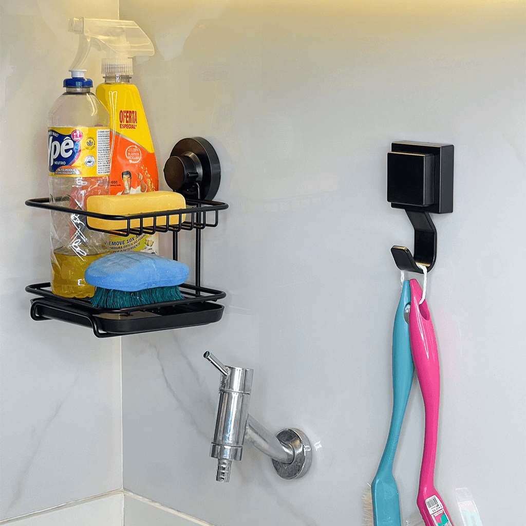 Gancho Multiuso con Ventosa en Negro Mate