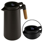 Botella térmica de plástico con termómetro negra 1 litro