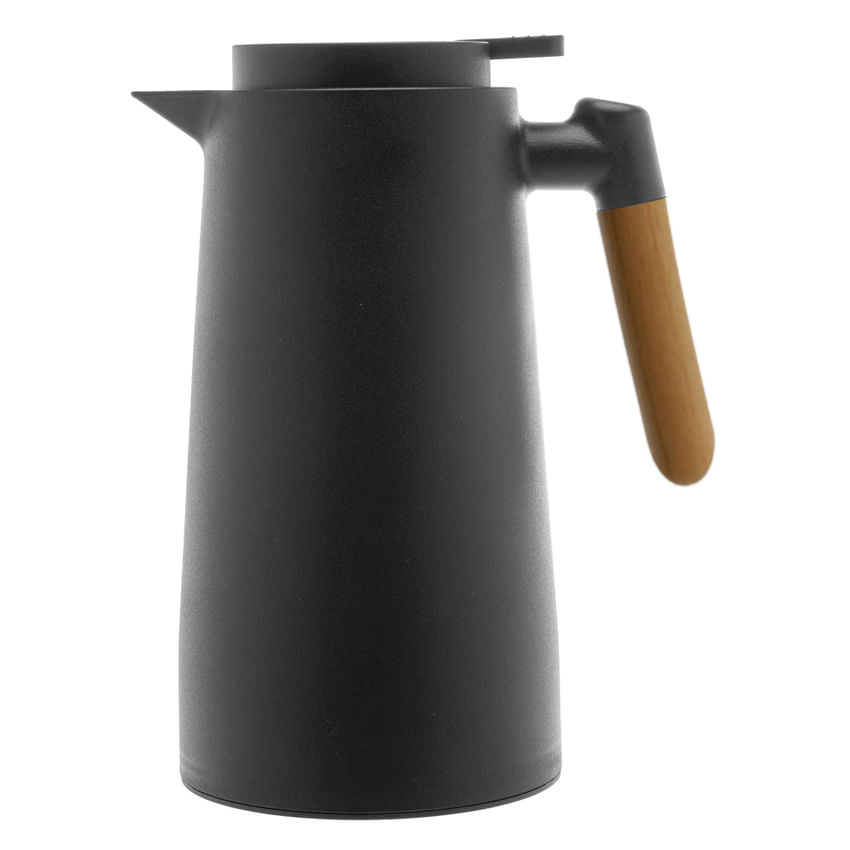 Botella térmica de plástico con termómetro negra 1 litro