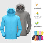 Chaqueta Corta Viento Impermeable Femenina Masculina Ultra Ligera