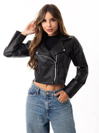 Damen Kunstlederjacke mit Reißverschluss MännerRaum