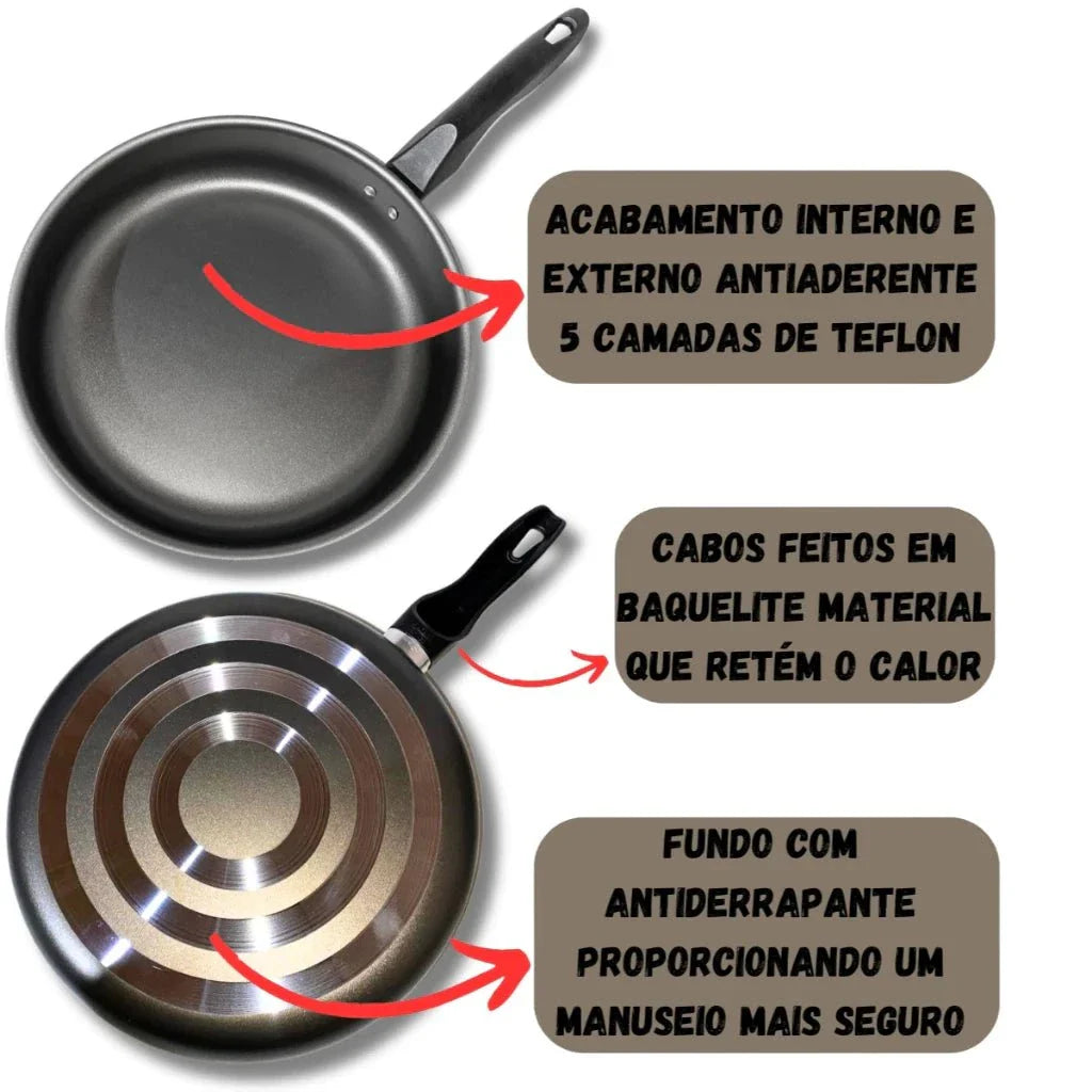 Juego de Sartenes 8 Piezas Antiadherente con Tapa de Vidrio