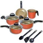 Juego de Sartenes 8 Piezas Antiadherente con Tapa de Vidrio